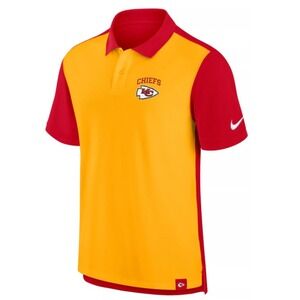 Kansas City Chiefs Polo Men's Large NFL Nike 2024 Blitz Pique Yellow Red